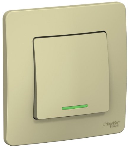 Выключатель с подсветкой с рамкой Systeme Electric Blanca 1-кл. бежевый картинка